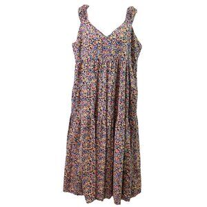 Old Navy Womens Dress Floral Smocked Ruffle Strap Midi Cottagecore Boho Sz XXL